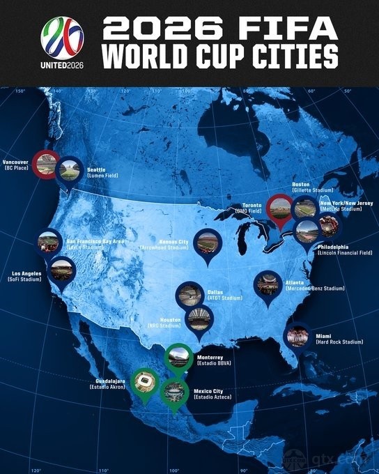 2026年世界杯有三个东道主 美加墨16座城市共同举办